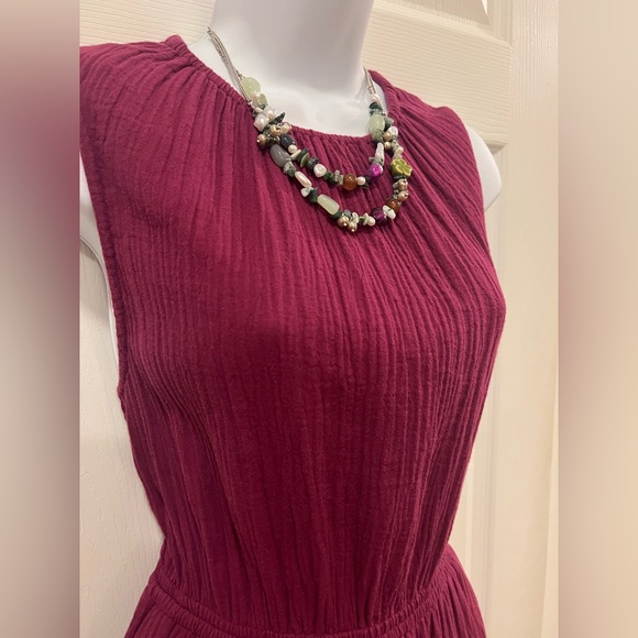 Pact Organic Cotton Coastal Double  Gauze Tiered Midi Dress Size Large - Picture 8 of 14